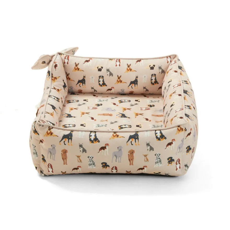 Leeby Cama estampada ortopédica para cães