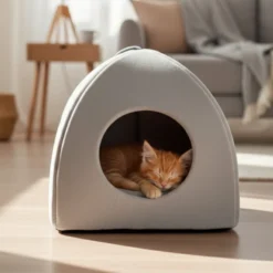 Leeby Cama iglú cinzenta para gatos