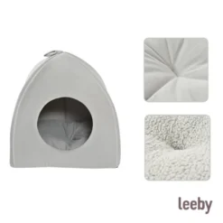 Leeby Cama iglú cinzenta para gatos