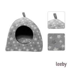 Leeby Cama iglú estrela cinzenta para gatos
