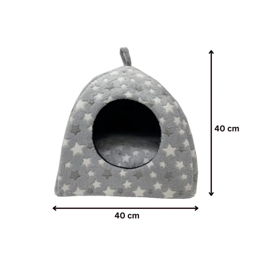 Leeby Cama iglú estrela cinzenta para gatos