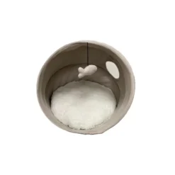Leeby Cama igloo cinza para gatos