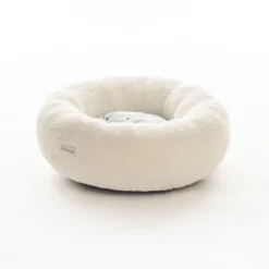 Leeby Cama Redonda Amovível Branca com Ovelhas para gatinhos