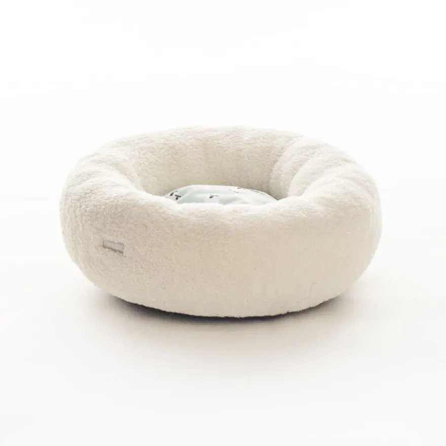 Leeby Cama Redonda Amovível Branca com Ovelhas para gatinhos