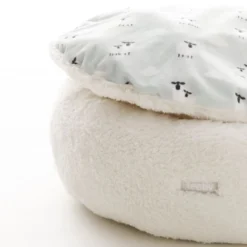 Leeby Cama Redonda Amovível Branca com Ovelhas para gatinhos