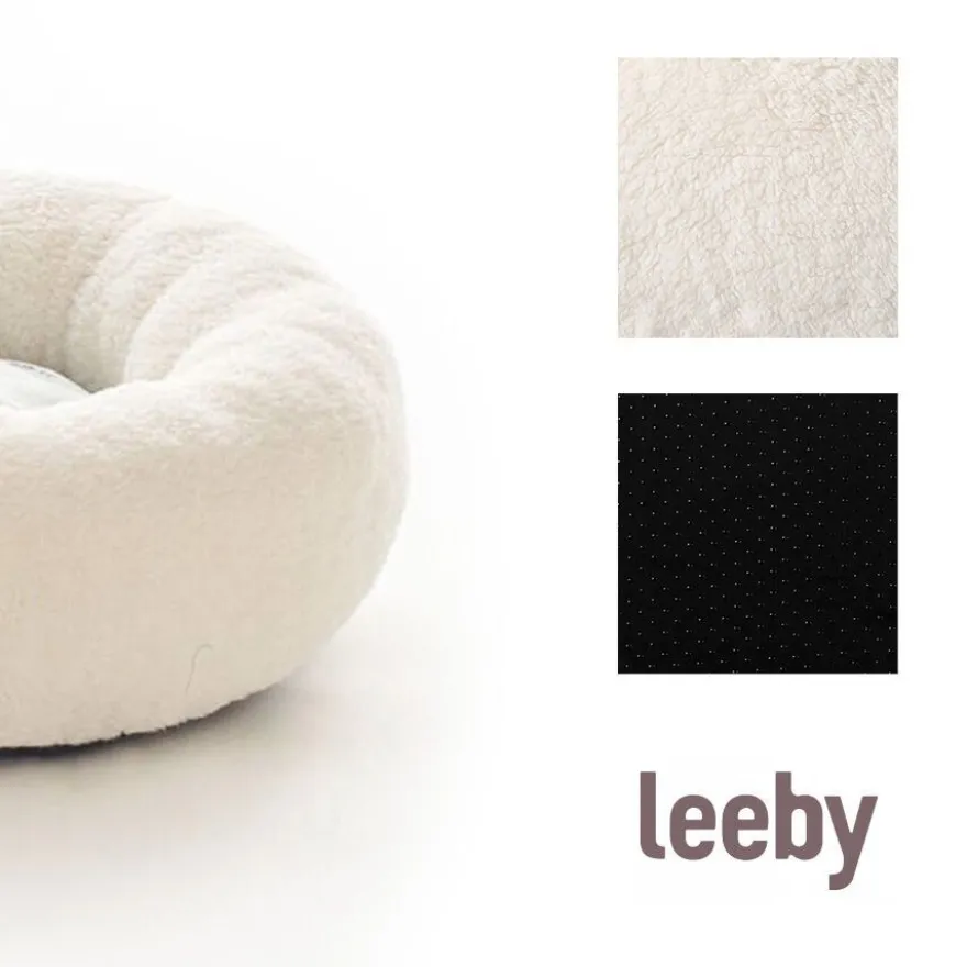 Leeby Cama Redonda Amovível Branca com Ovelhas para gatinhos