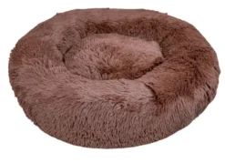 Leeby Cama Redonda Anti Stress Castanha para cães