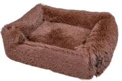 Leeby Cama Suave Anti Stress de Pelo Castanho para cães