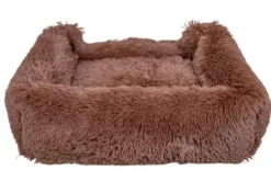 Leeby Cama Suave Anti Stress de Pelo Castanho para cães