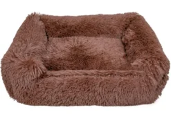 Leeby Cama Suave Anti Stress de Pelo Castanho para cães