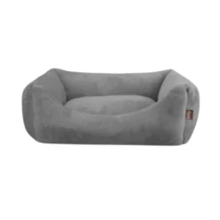 Leeby Cama suave de veludo cinzenta para cães