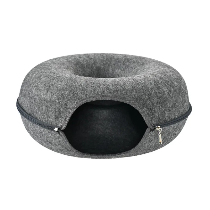 Leeby Cama Túnel Feltro Cinzento para gatos