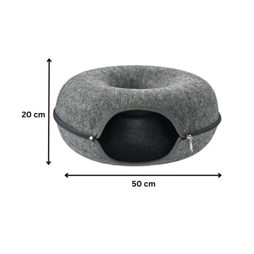 Leeby Cama Túnel Feltro Cinzento para gatos