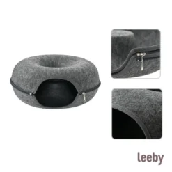 Leeby Cama Túnel Feltro Cinzento para gatos
