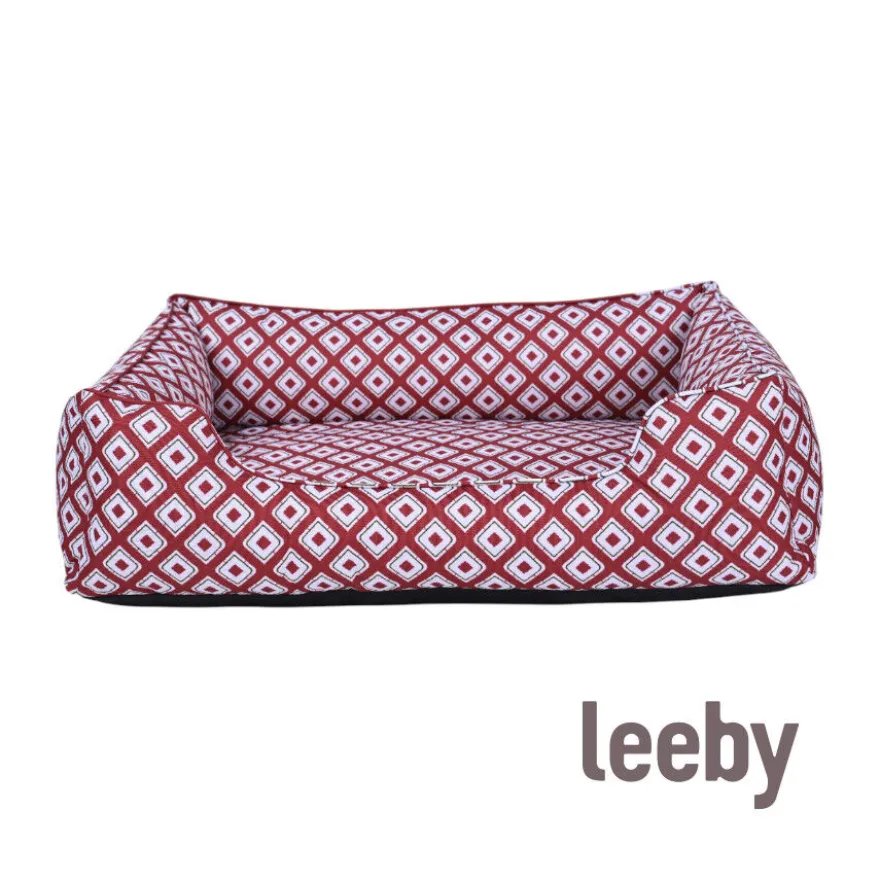 Leeby cama vermelha impermeável para cães