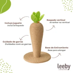 Leeby Carlos Cenoura arranhador de juta para gatos