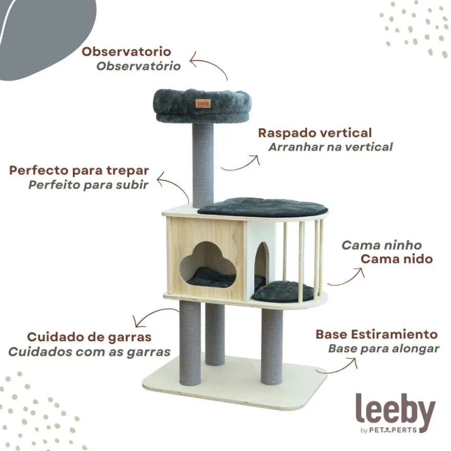 Leeby Cloud Collection torre arranhadora com cama nido para gatos