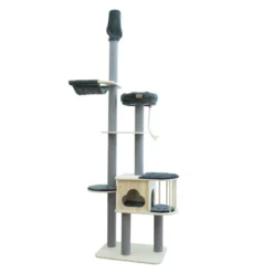 Leeby Cloud Collection torre arranhadora de teto com cama e brinquedo para gatos
