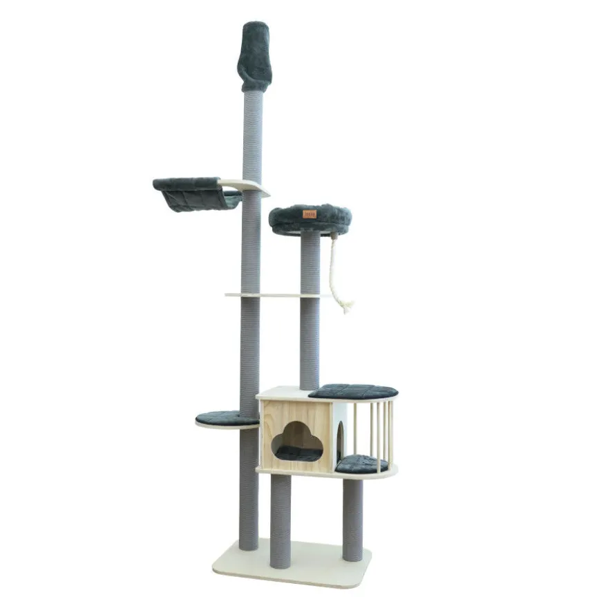 Leeby Cloud Collection torre arranhadora de teto com cama e brinquedo para gatos