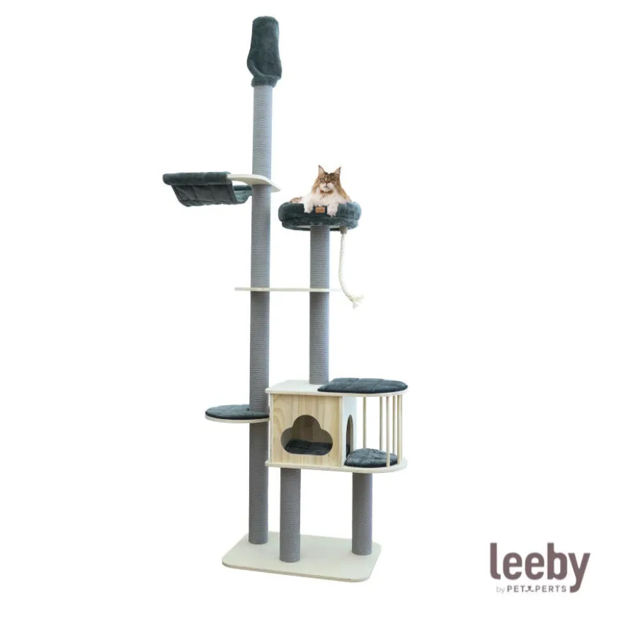 Leeby Cloud Collection torre arranhadora de teto com cama e brinquedo para gatos
