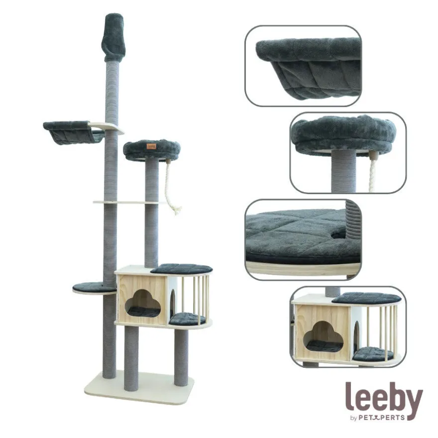 Leeby Cloud Collection torre arranhadora de teto com cama e brinquedo para gatos