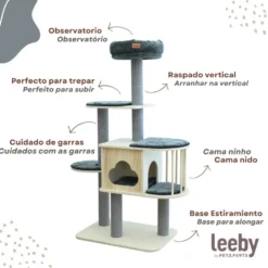 Leeby Cloud Collection torre arranhadora multiplataforma com cama nido para gatos