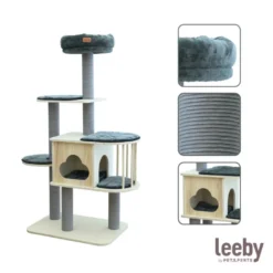 Leeby Cloud Collection torre arranhadora multiplataforma com cama nido para gatos