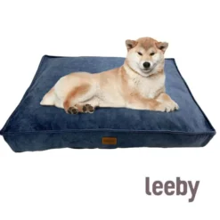 Leeby Colchão Impermeável com Capa Amovível Azul Marinho para cães
