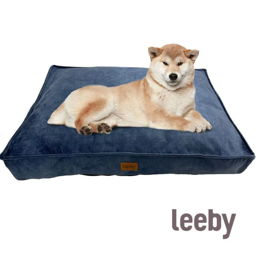 Leeby Colchão Impermeável com Capa Amovível Azul Marinho para cães