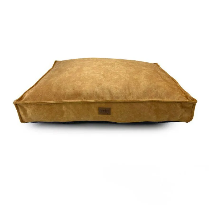 Leeby Colchão Impermeável com Capa Amovível Dourado para cães