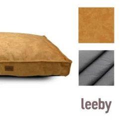Leeby Colchão Impermeável com Capa Amovível Dourado para cães