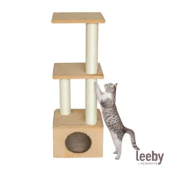 Leeby Colette DoubPost torre arranhadora com cama nido bege para gatos