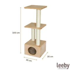 Leeby Colette DoubPost torre arranhadora com cama nido bege para gatos