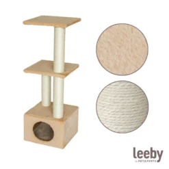 Leeby Colette DoubPost torre arranhadora com cama nido bege para gatos
