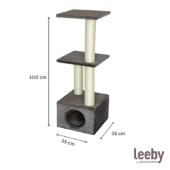 Leeby Colette DoubPost torre arranhadora com cama nido cinzenta para gatos