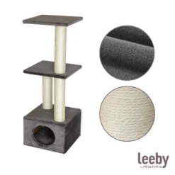 Leeby Colette DoubPost torre arranhadora com cama nido cinzenta para gatos