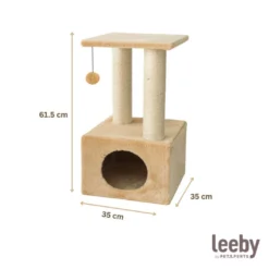 Leeby Colette Scratch arranhador com cama nido e brinquedo bege para gatos