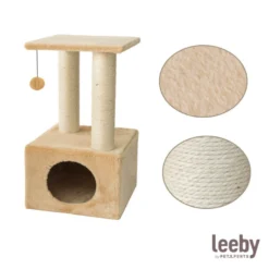 Leeby Colette Scratch arranhador com cama nido e brinquedo bege para gatos