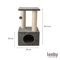 Leeby Colette Scratch arranhador com cama nido e brinquedo cinzento para gatos