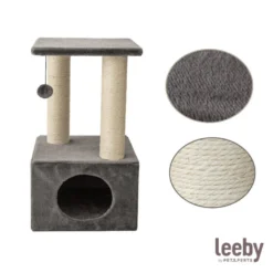 Leeby Colette Scratch arranhador com cama nido e brinquedo cinzento para gatos