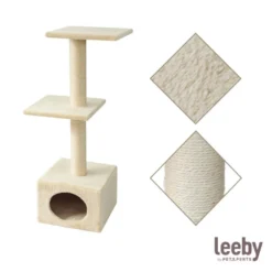 Leeby Colette torre arranhadora com cama nido bege para gatos