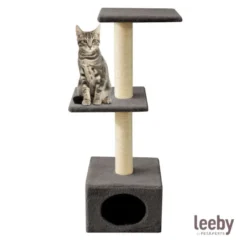 Leeby Colette torre arranhadora com cama nido cinzenta para gatos