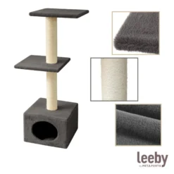 Leeby Colette torre arranhadora com cama nido cinzenta para gatos