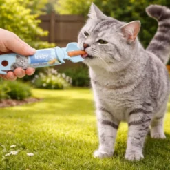 Leeby Colher Dispensadora Pasta de Snacks Azul para gatos