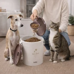 Leeby Colher Medidora Dobrável Castanha para cães e gatos