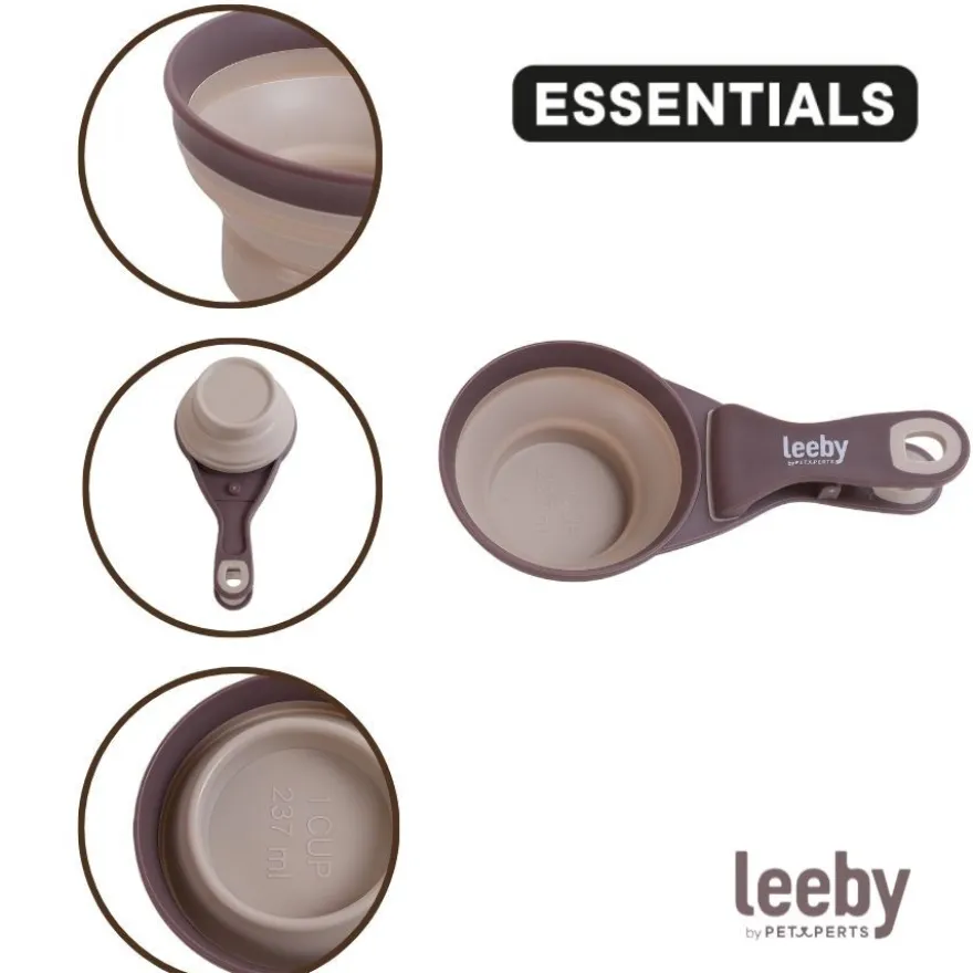 Leeby Colher Medidora Dobrável Castanha para cães e gatos