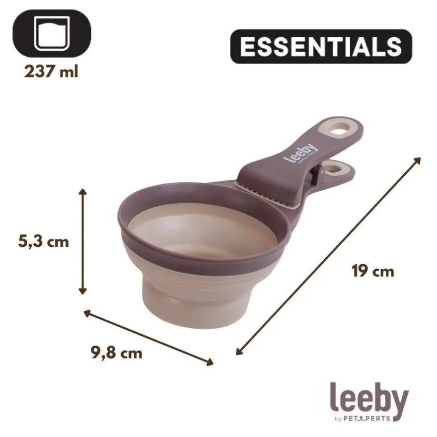 Leeby Colher Medidora Dobrável Castanha para cães e gatos