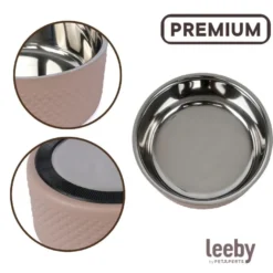 Leeby Comedouro Antiderrapante em Aço Inoxidável para Cães
