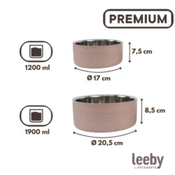 Leeby Comedouro Antiderrapante em Aço Inoxidável para Cães