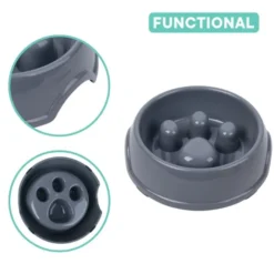 Leeby Comedouro Antivoracidade Azul com Relevo de Pata para cães